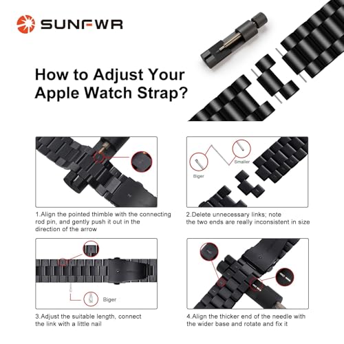 SUNFWR Compatible with Apple Watch Band 40mm 41mm 38mm 42mm(Series 10 11) for Women Men, Stainless Steel Metal iWatch Band for Apple Watch Series 11/10/9/8/7/6/5/4/3/2/1/SE/SE2/SE3 Ultra3/2/1 (No case) - Image 4