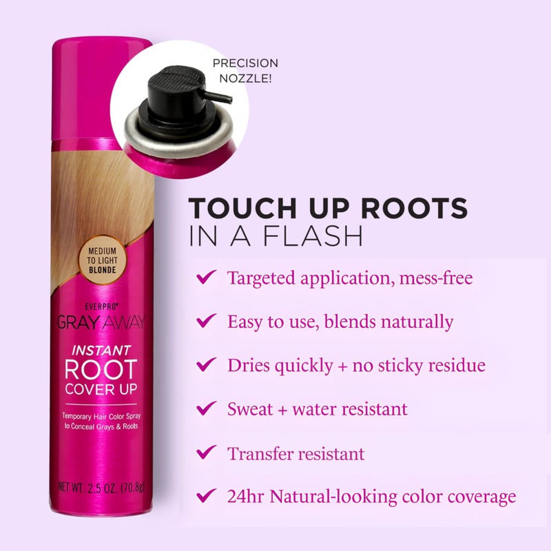 EVERPRO Gray Away Instant Root Cover Up Spray 2.5oz - Medium/Light Blonde - Image 5