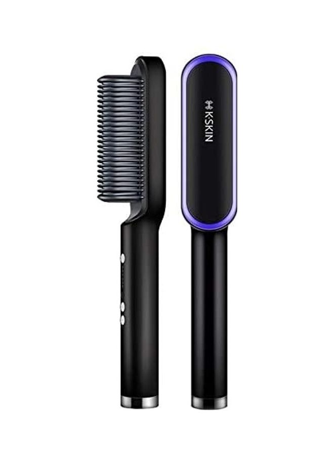 K.SKIN Hair Straightener Brush Black/Purple - Image 1