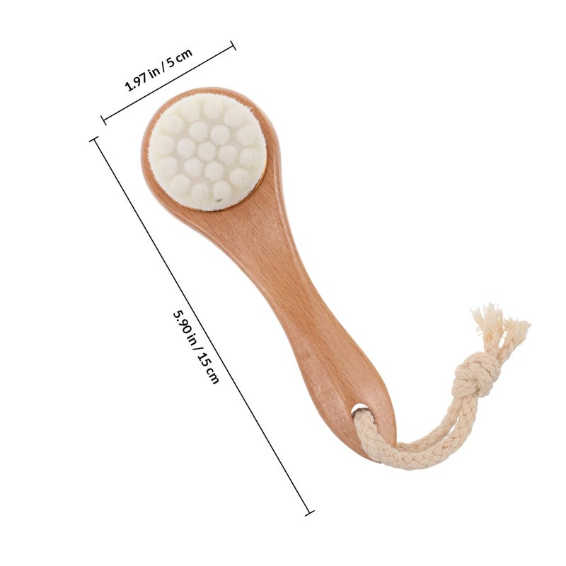 White Long Handle Facial Cleansing Brush Soft Nano Bristles For Deep Pore Cleansing Makeup Removal - Image 3
