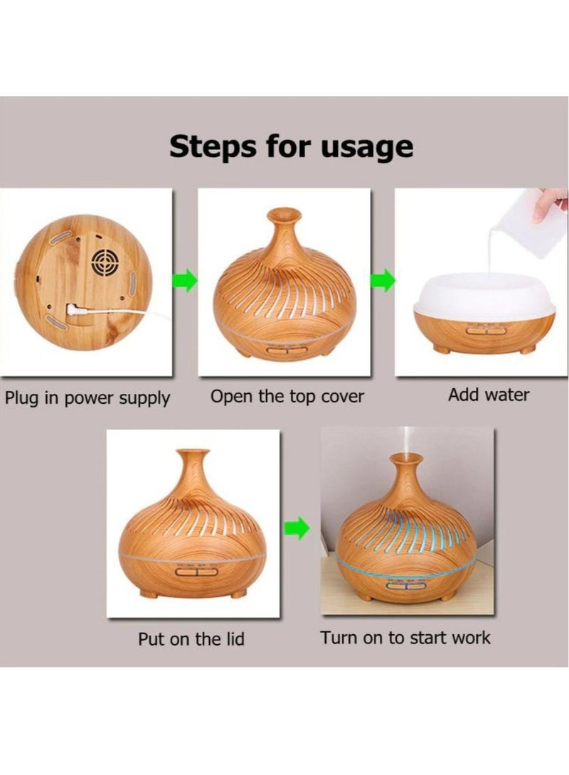 ناشر زيت عطري للعلاج بالروائح مرطب هواء كهربائي بالموجات فوق الصوتية مع ضوء LED وجهاز تحكم عن بعد 500 مللي - Image 4