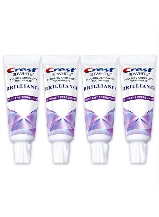 Crest 3D White Brilliance Toothpaste, Vibrant Peppermint, Travel Size 0.85 oz (24g) - Pack of 4 - Image 1