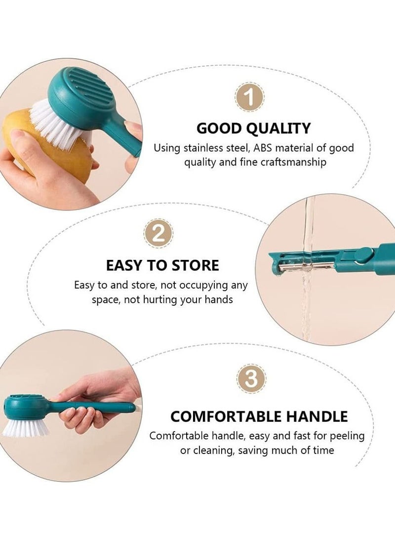 نيبمينينت فرشاة خضروات الفاكهة ، تنظيف جزر البطاطس مع مقشرة 2 في 1 أدوات مطبخ فواكه نباتية (أزرق) - Image 3