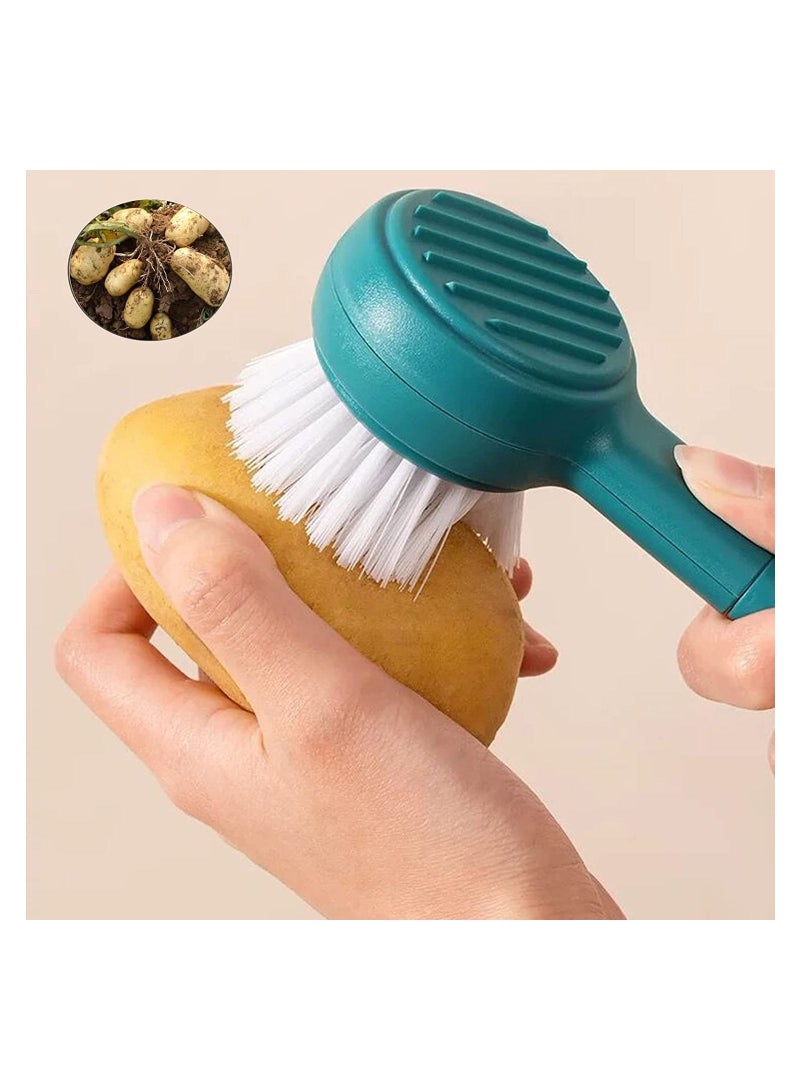 نيبمينينت فرشاة خضروات الفاكهة ، تنظيف جزر البطاطس مع مقشرة 2 في 1 أدوات مطبخ فواكه نباتية (أزرق) - Image 2