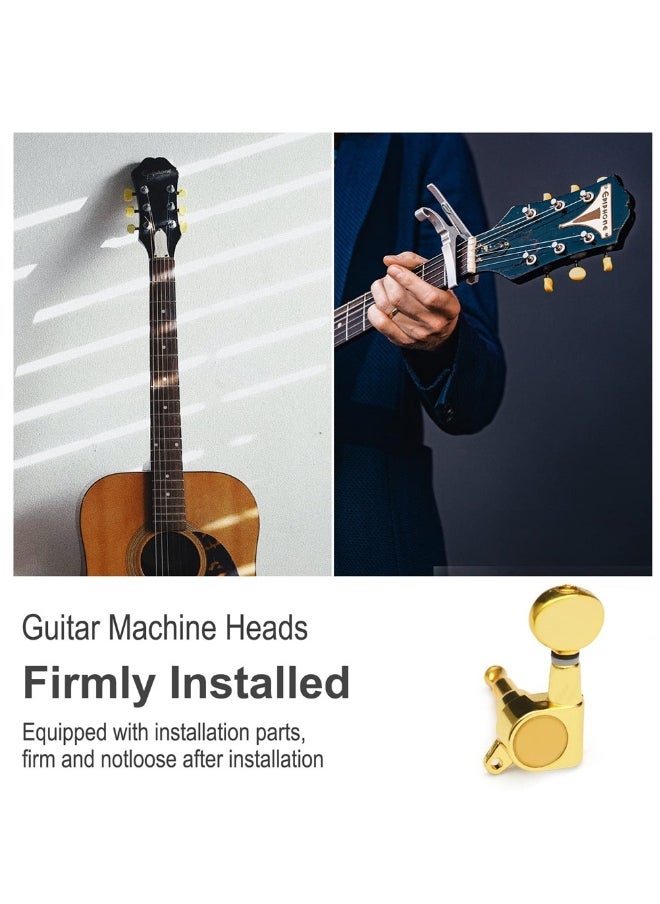 Generic SYOSI, Guitar Tuner Pegs, 6 Pieces 3R3L Small Oval Concave Button Sealed-gear String Tuners Tuning Pegs Key Machine Heads for Acoustic Electric Guitar  - Image 4
