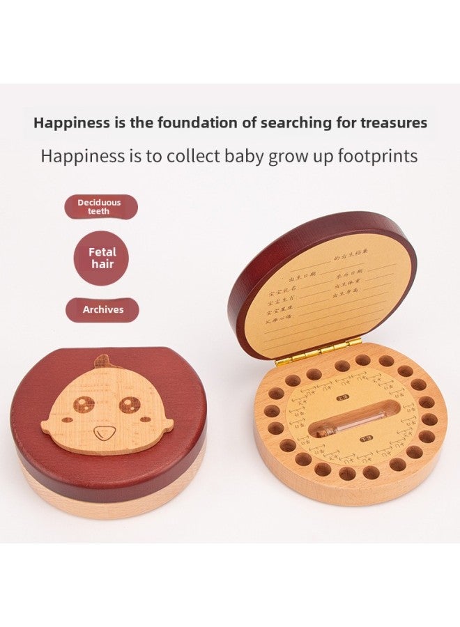 Children's Baby Teeth Preservation Commemorative Box Girl's Wooden Baby's Teeth Collection Bottle Boy's Replacement Teeth Storage Box-Color:South Elm Double Color Milk Tooth Box-monkey  - Image 3