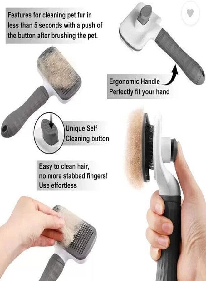 Agirav Self-Cleaning Slicker Brush for Dogs and Cats, Rectangle Shape, Anti-Slip Rubber Handle, Removes Tangles and Loose Hair, 15x15x5 Centimetres - Image 4