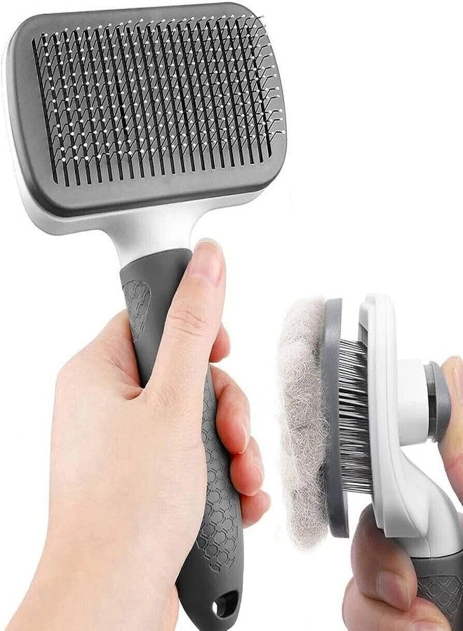 Agirav Self-Cleaning Slicker Brush for Dogs and Cats, Rectangle Shape, Anti-Slip Rubber Handle, Removes Tangles and Loose Hair, 15x15x5 Centimetres - Image 2