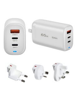 65Watt Gan USB C Charger - ZAUQ 3 Port Wall Adapter Fast Universal Travel Adapter Compatible with Laptops MacBook Pro/Air HP, Lenovo, Dell iPhone 15 Samsung, Xiaomi, Google Pixel, Huawei, OnePlus