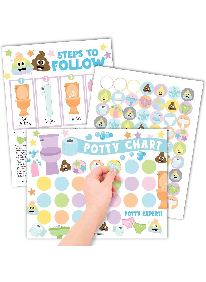 Hadley Designs Hadley Designs Doodle Sticker Chart for Kids Potty Training Chart for Toddlers Boys - Potty Training Chart for Girls with Stickers, Potty Chart for Boys with Stickers  - Image 1