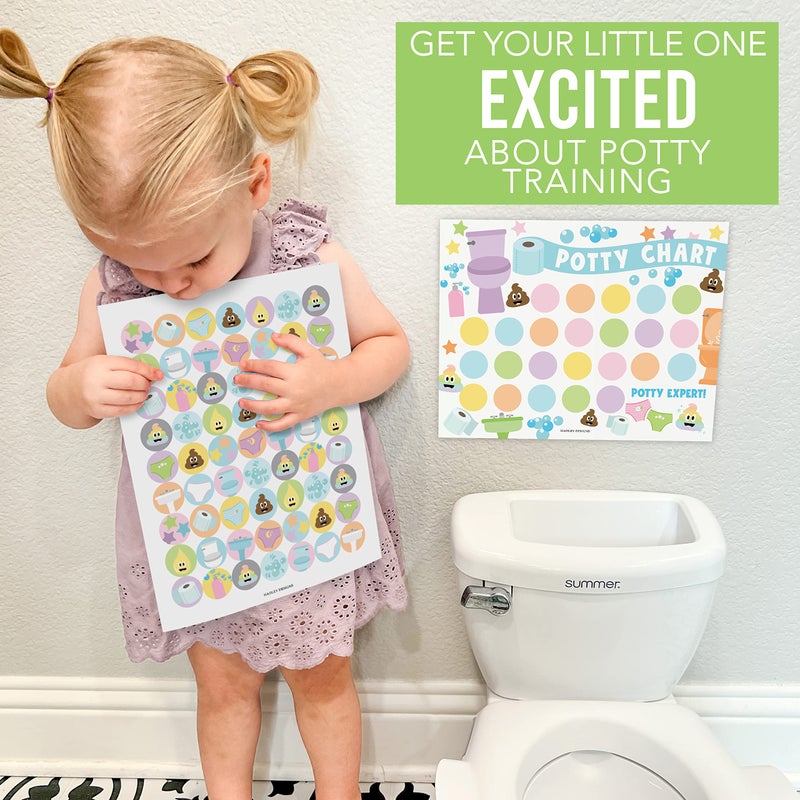 Hadley Designs Potty Training Chart for Girls with Fun Reward Stickers - 10 Potty Chart for Toddlers Girls, 8.5x11" Potty Training Sticker Chart for Toilet Success, Pastel Reward Chart for Kids - Image 5
