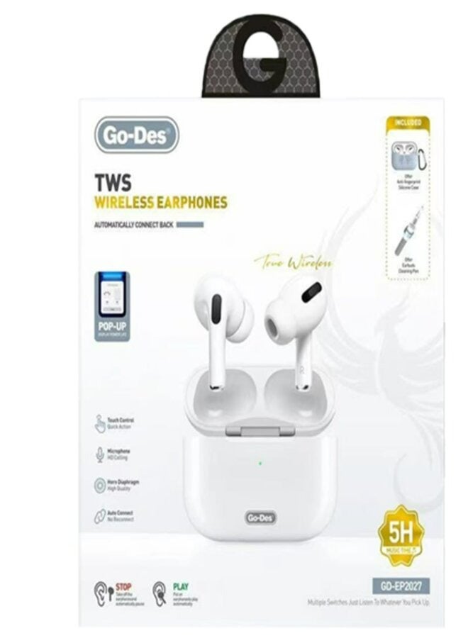 GO-DES Wireless Earbuds White - Image 1