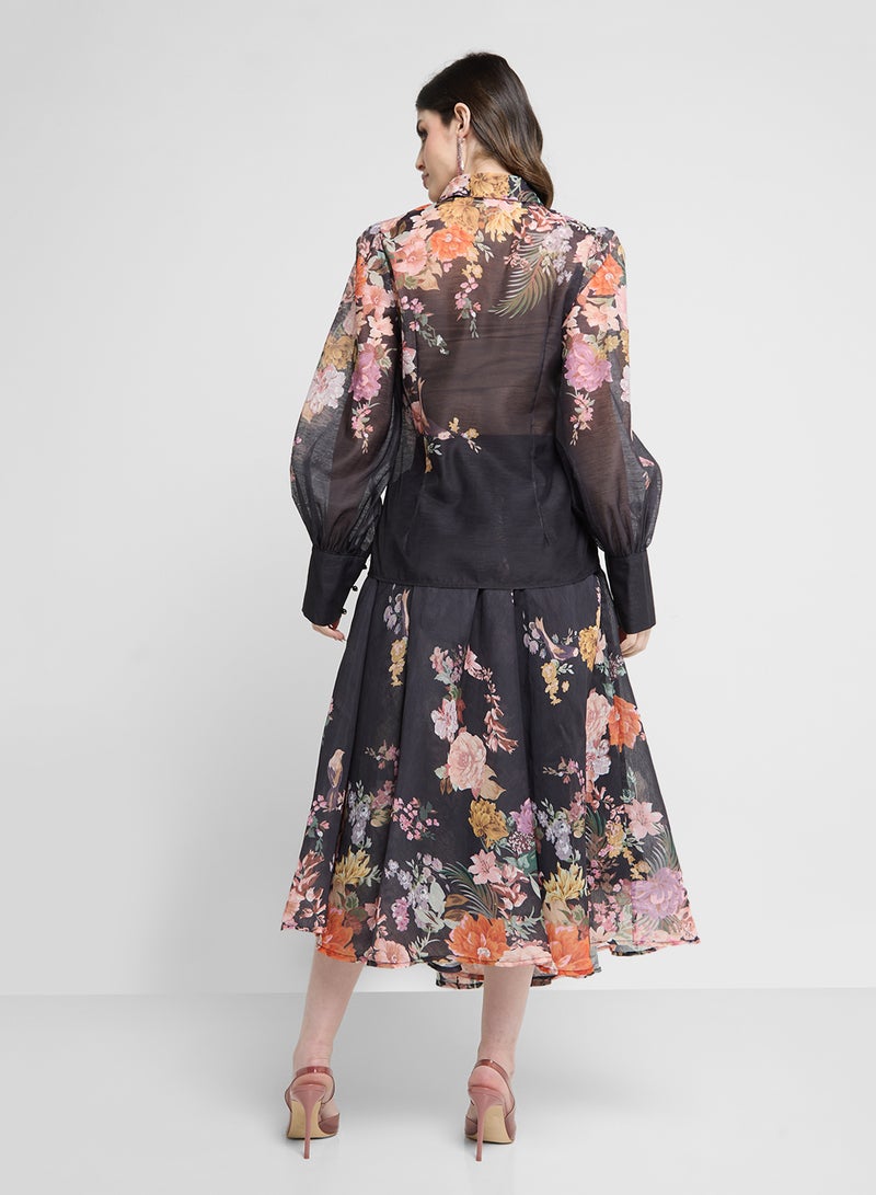 Khizana Floral Print Top & Skirt Set  - Image 2