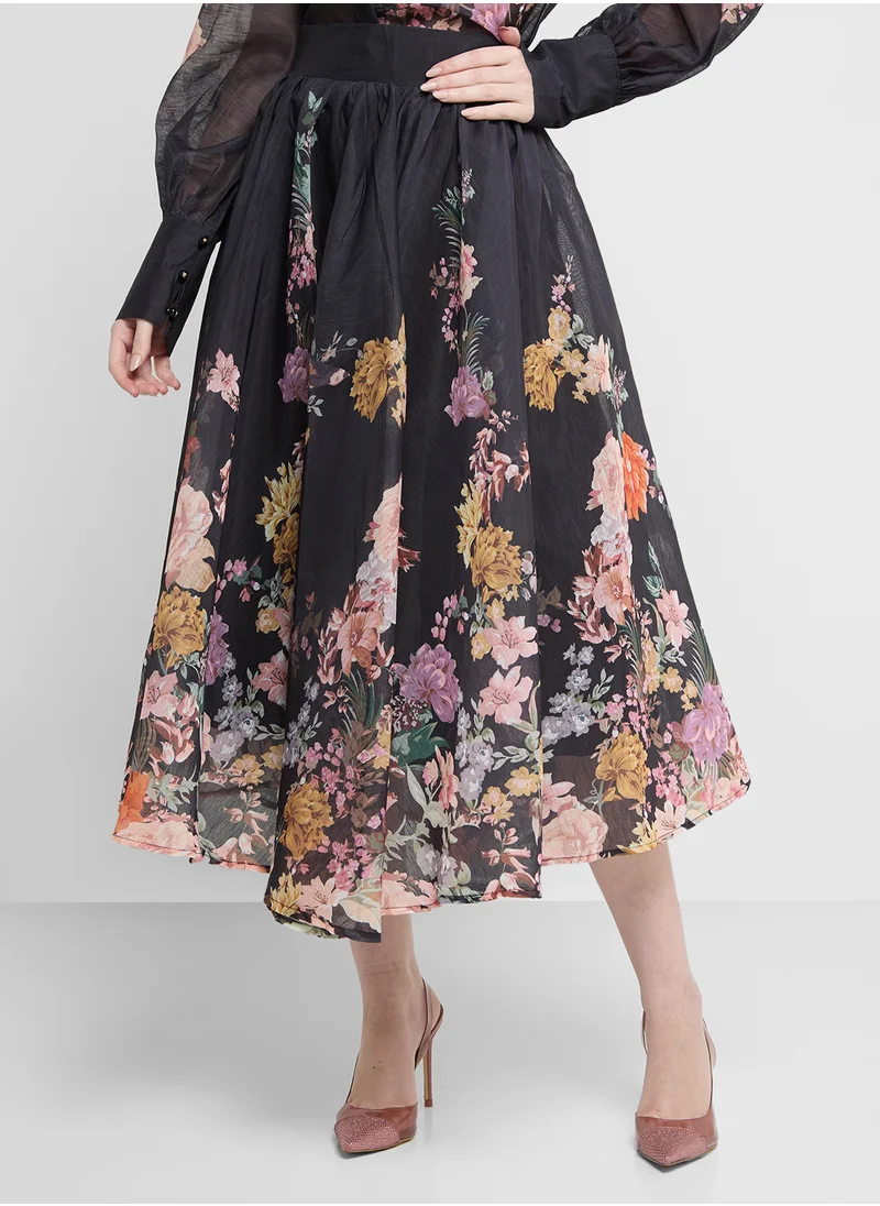 خزانة Floral Print Top & Skirt Set