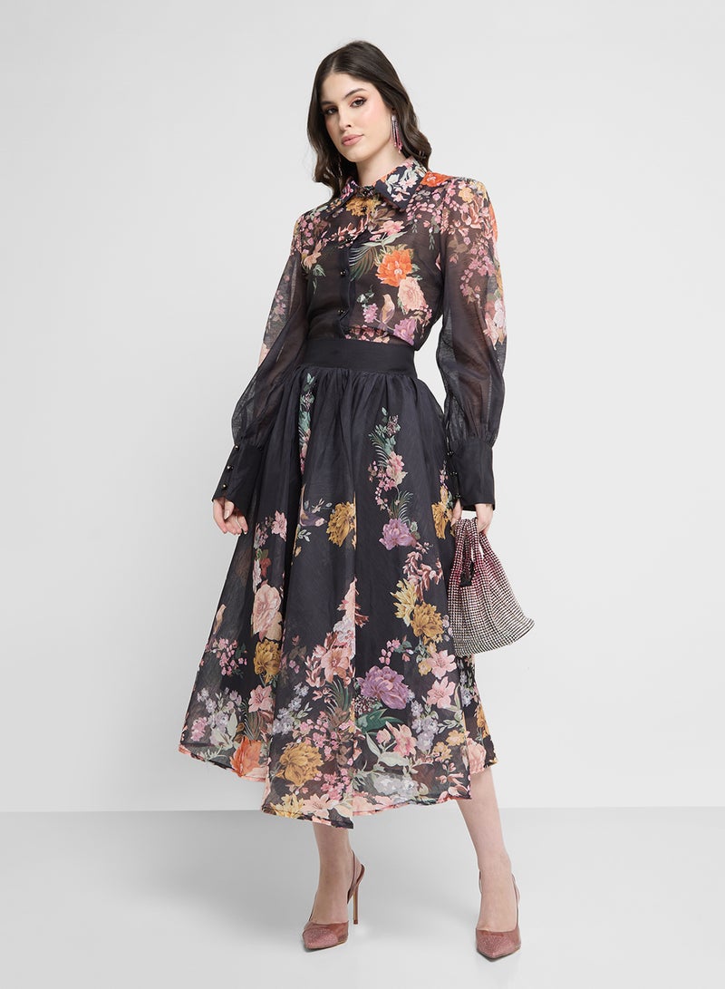 Khizana Floral Print Top & Skirt Set  - Image 5