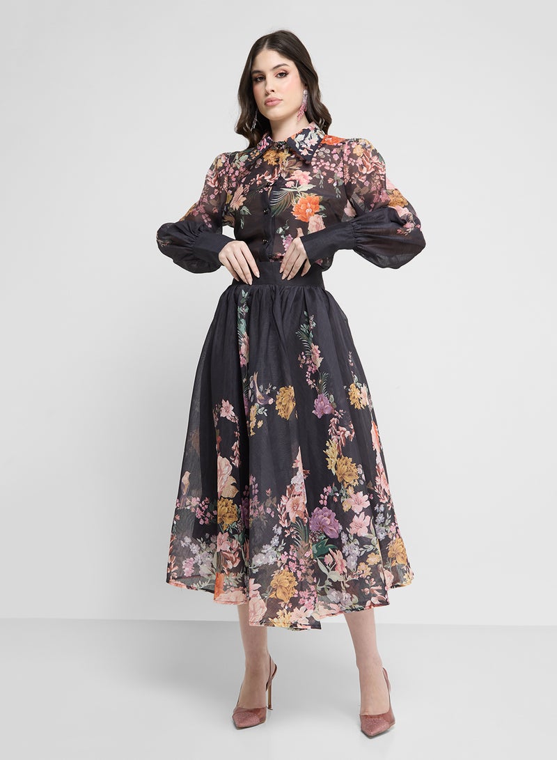 Khizana Floral Print Top & Skirt Set  - Image 1