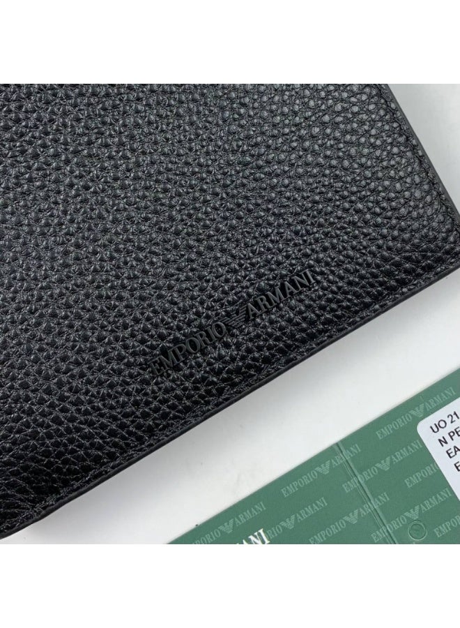 أرماني مجموعة محفظة وحامل بطاقات جلدية للرجال من إمبوريو أرماني - أسود - Image 4