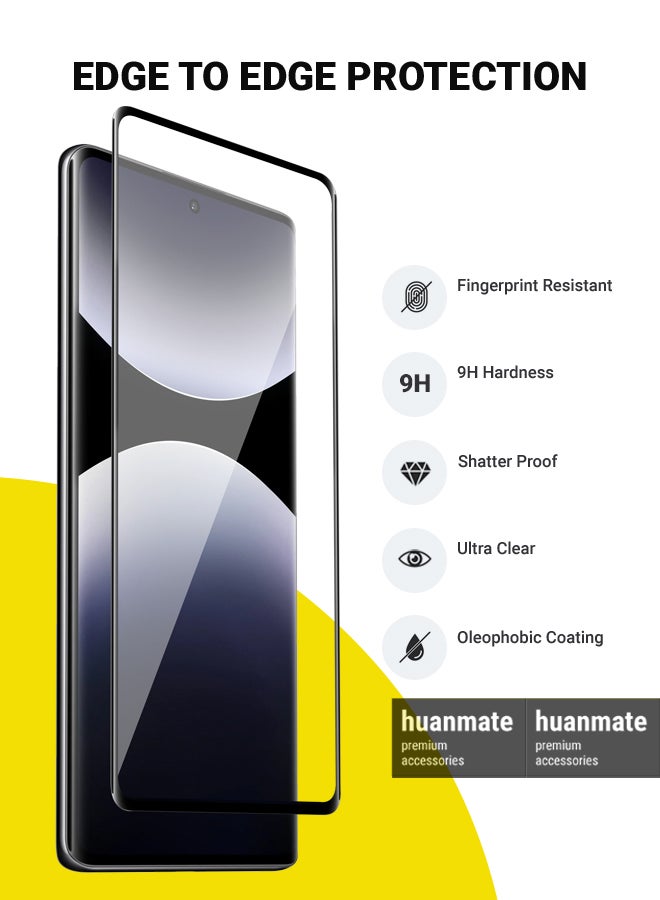 huanmate 2 Pieces Xiaomi Redmi Note 14 Pro Plus 5G Screen Protector – Premium Edge to Edge Tempered Glass, High Transparency, Delicate Touch, Anti-Explosion, Smooth Arc Edges, Easy Installation - Image 2