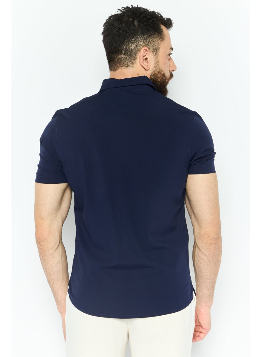 Men Sportswear Fit Short Sleeves Solid Outdoor Shirt, Navy - pzsku/Z1FA9A03E6756B3F5FFF4Z/45/_/1737641896/1bdf48ad-dbfb-48cf-8ce4-78b7b9b183c5