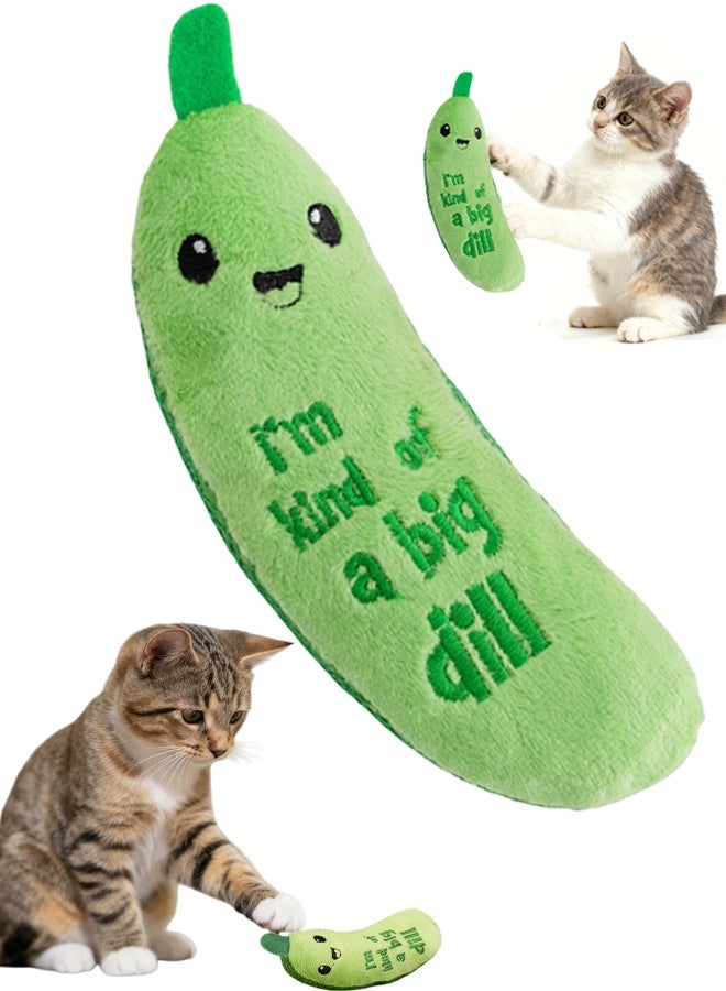 Cat stages Crunchy Pickle Kicker Cat Toy Catnip Infused Plush with Crinkly Texture Perfect for Interactive Play Dental Health Boredom Relief at Home Safe Durable for Cats to Kick Chew Snuggle with Catnip Added Excitement - Image 1