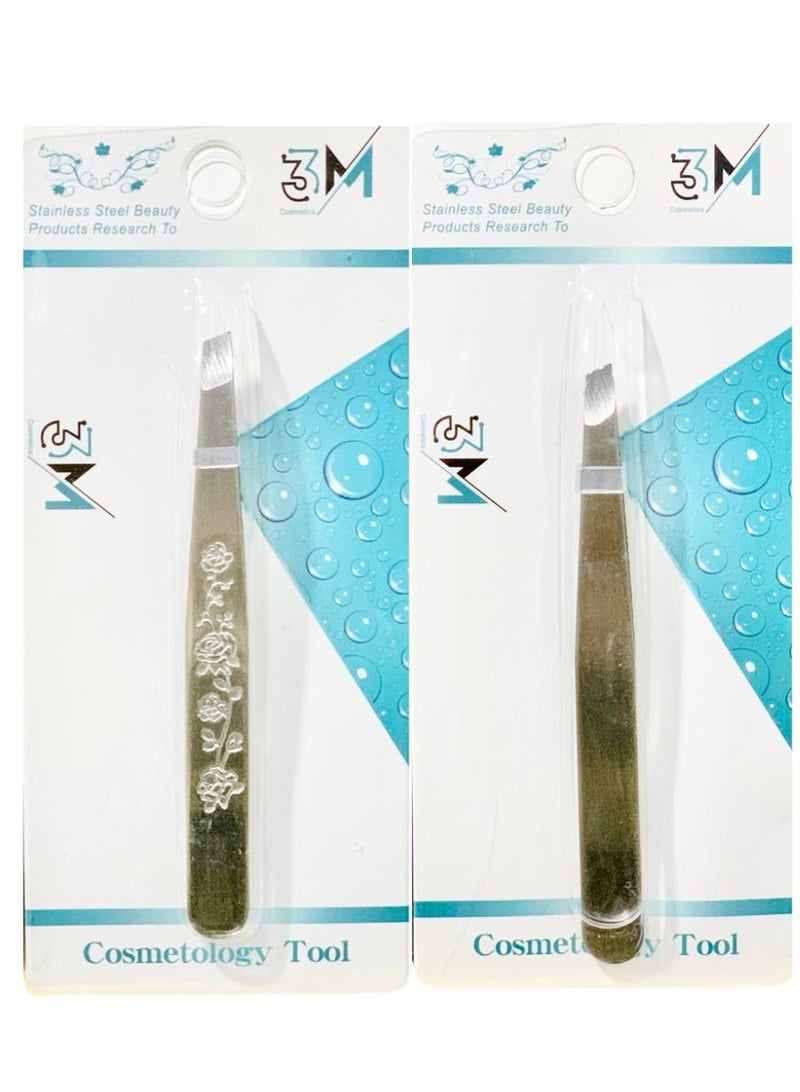 ملقط حواجب من الفولاذ المقاوم للصدأ لتشكيل الحواجب للعناية الدقيقة بالحواجب للرجال والنساء (قطعتان) قد تختلف شكل العبوة