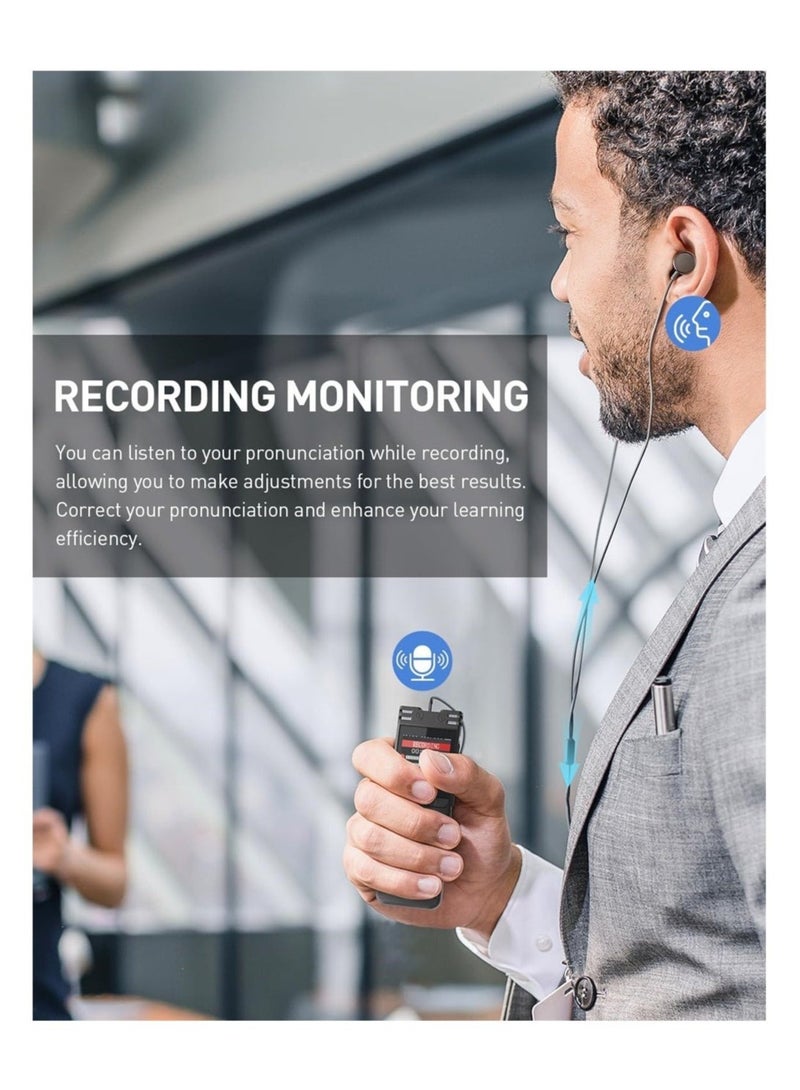 64GB Digital Voice Recorder with Playback ,Voice Activated Tape Recorder with Noise Reduction Function, 1536Kbps Sound Audio Recorder Dictaphone Recording Device with Recording Monitoring, Line-in, - Image 5