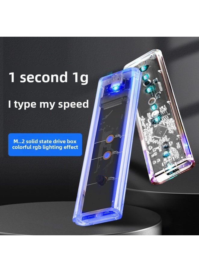 Generic M.2 With LED Breathing Light Transparent High-speed 10GB Mobile Hard Drive Box RGB Dual Protocol NVME/NGFF3.1-Color:NGFF  - Image 3