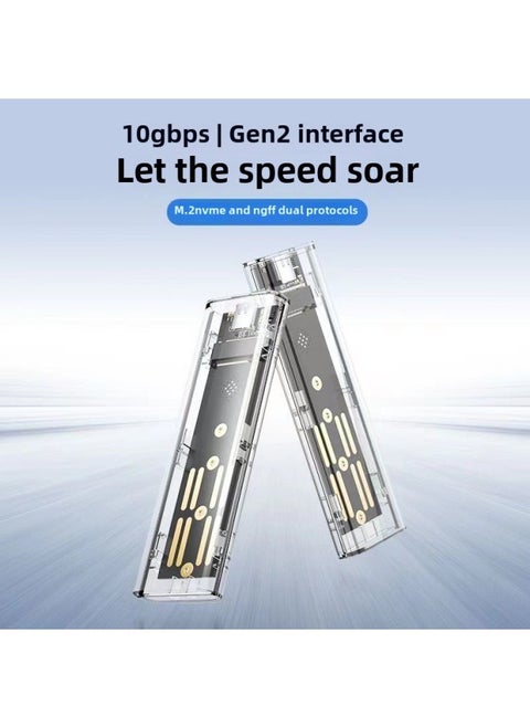 M.2 With LED Breathing Light Transparent High-speed 10GB Mobile Hard Drive Box RGB Dual Protocol NVME/NGFF3.1-Color:NGFF