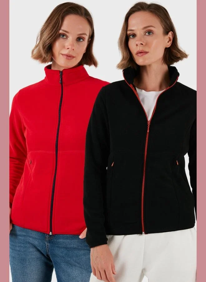 ليلا كارديجان نسائي من الصوف القطبي بسحاب مزدوج مضاد للوبر بقصة ضيقة من ليلا