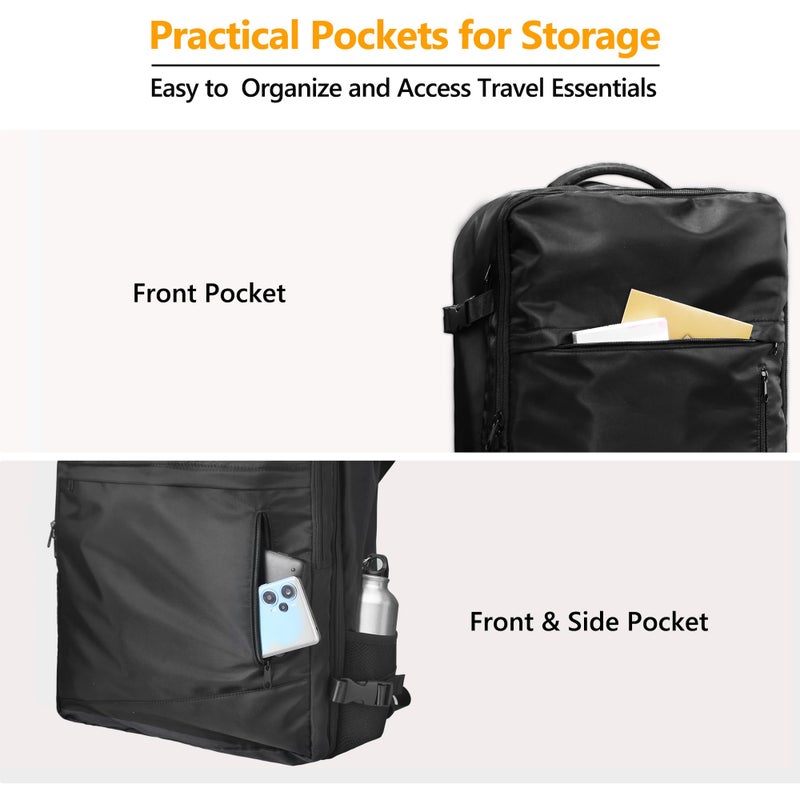 SUOCO Travel Backpack with Vacuum Bag, 70L Seal Compression Air Vac Back Pack with Travel Pump, Carry On Suitcase Luggage Flight Approved for Men Women Personal Item, Black - Image 5