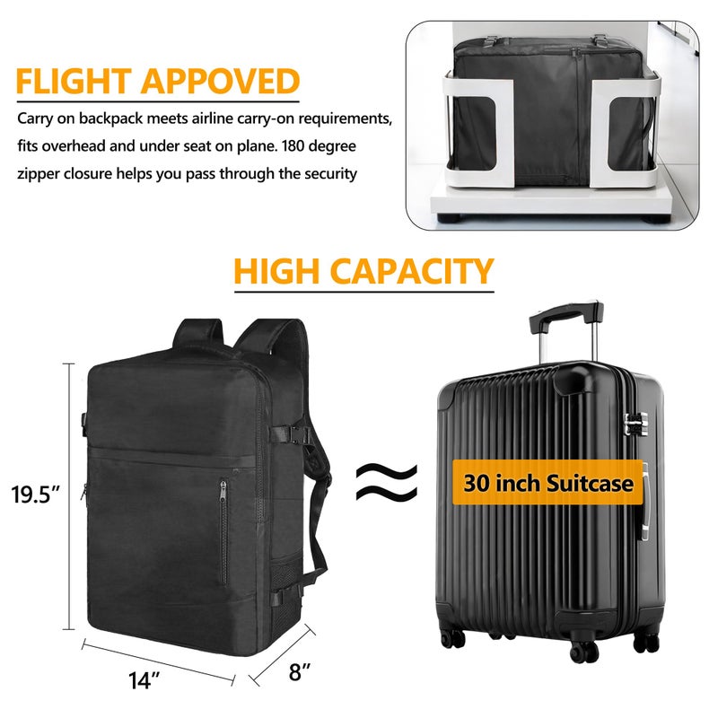 SUOCO Travel Backpack with Vacuum Bag, 70L Seal Compression Air Vac Back Pack with Travel Pump, Carry On Suitcase Luggage Flight Approved for Men Women Personal Item, Black - Image 3