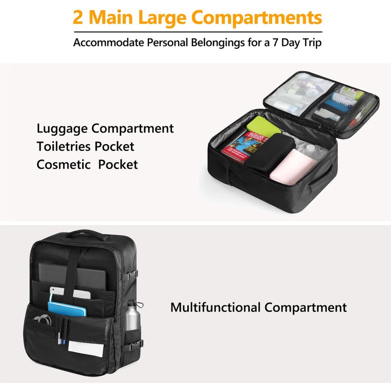 SUOCO Travel Backpack with Vacuum Bag, 70L Seal Compression Air Vac Back Pack with Travel Pump, Carry On Suitcase Luggage Flight Approved for Men Women Personal Item, Black - Image 4