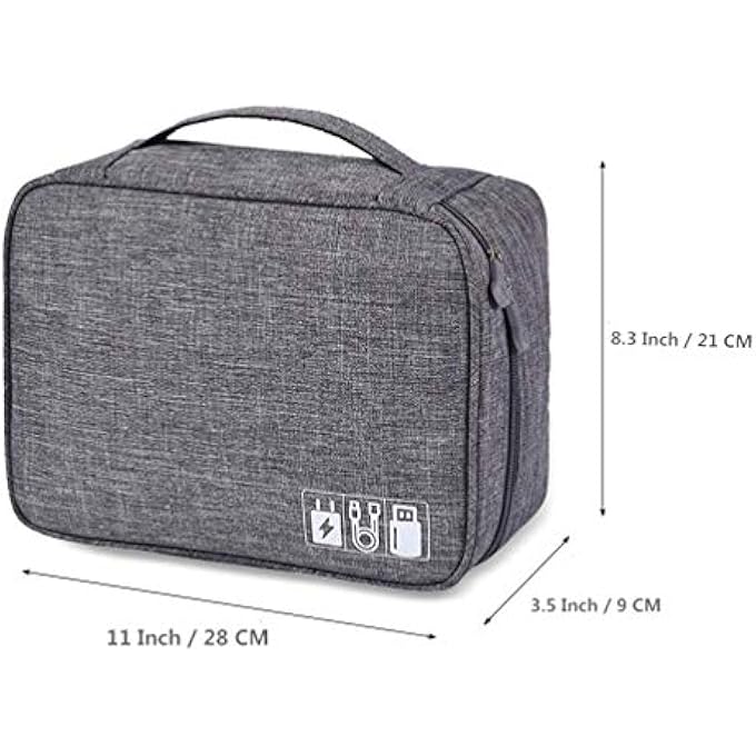 rayihni ELECTRONIC ORGANIZER TRAVEL UNIVERSAL ORGANIZER STORAGE BAG, THREE LAYER POLYESTER WATERPROOF TRAVE ACCESSORIE BAG WITH 4 REMOVABLE DIVISION POCKET FOR PEN, CAMERA, GRAY - Image 3