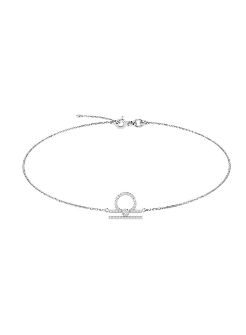 Capri Gold 18K White Gold Libra Zodiac Sign Bracelet with Diamonds