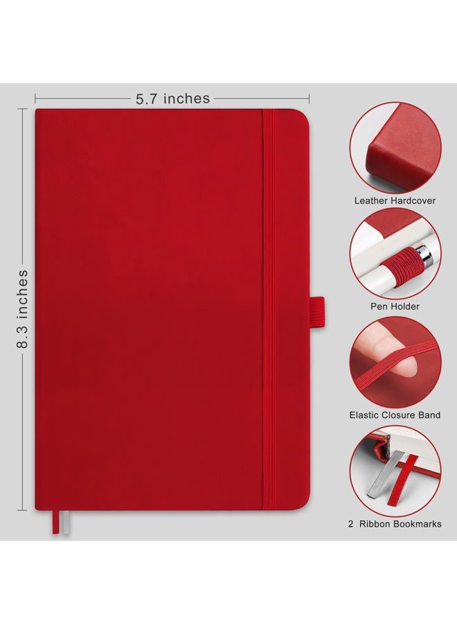 RETTACY Blank Journal Notebook, A5 Blank Journal with 192 Pages, 5.7'' × 8.3'' Medium Size, 68 LB/100 GSM Thick Paper, Leather Hardcover, for Sketching, Drawing, Painting (Red) - Image 2