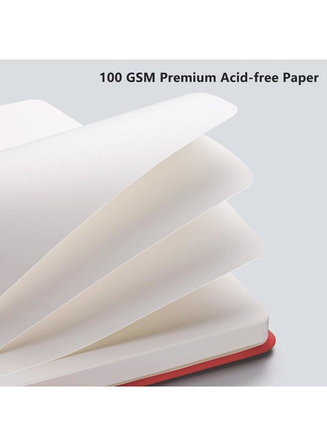 RETTACY Blank Journal Notebook, A5 Blank Journal with 192 Pages, 5.7'' × 8.3'' Medium Size, 68 LB/100 GSM Thick Paper, Leather Hardcover, for Sketching, Drawing, Painting (Red) - Image 3
