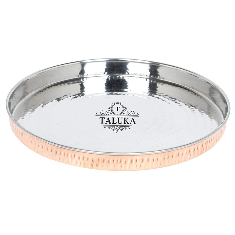Taluka طقم أدوات تناول الطعام من النحاس المطروق 7 قطع 135 بوصة 1 صحن 3 سلطانيات 1 وعاء بودينغ 1 ملعقة 1 كوب - Image 2