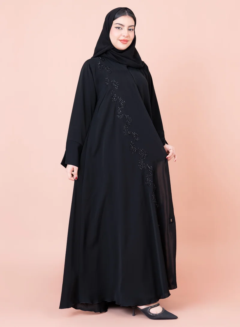 IKKXA Cloche Beaded Abaya AIK031 Black