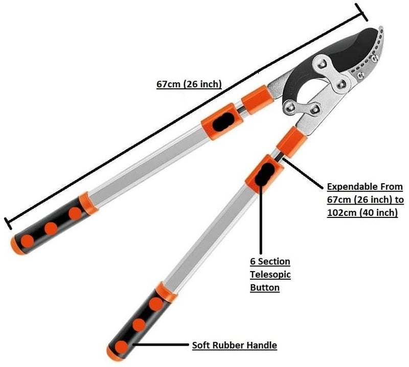 Hetkrishi Professional Ratchet Anvil Lopper| Heavy-Duty Compound Action Cutter | Extendable Handles for Extra Leverage|Garden Pruning Tree Hedge Branch Cutter Garden Lopper (Rachet Looper) - Image 2