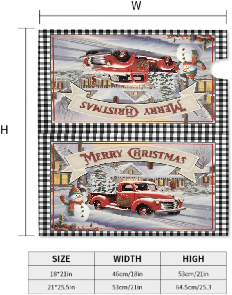 Farg Merry Christmas Magnetic Mailbox Covers Winter Snowman Red Truck Mailbox Covers Magnetic Standard Size 21x18 Inches Post Wraps for Home Garden Yard Outdoor Decor - Image 2
