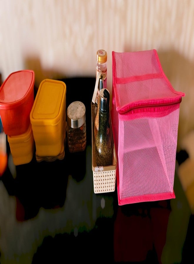 Doorbag سلة مستطيلة من البلاستيك الشبكي من Doorbag لتخزين الفواكه والخضراوات، مزودة بغطاء بسحاب ومقبض، مناسبة للثلاجات وطاولات الطعام (ألوان عشوائية) (2)، متنوعة - Image 3