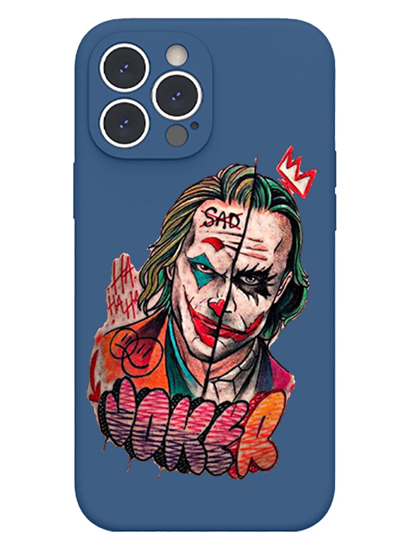 Theodor غطاء سليم واقي من السيليكون السائل مع حماية كاملة للجسم مضاد للخدش وصدمات لجهاز آيفون 12 برو ماكس أزرق - جوكر - Image 1