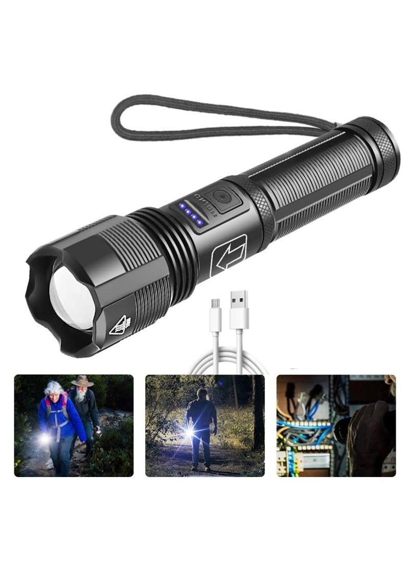 Bellveen Bellveen Strong Brightness Flashlight 800 LM Waterproof Flashlight Portable Aluminium Alloy for Fishing Working Emergency Best Camping Outdoor Telescopic Zoom Black  - Image 2