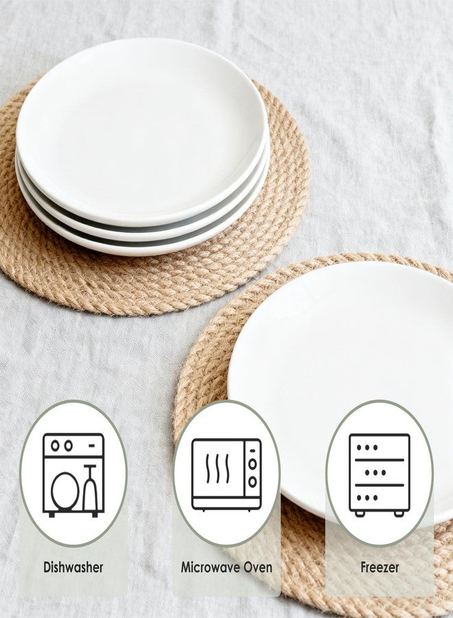Dyrfolm 8 Pcs Ceramic Salad Plates, 8 Inch Ceramic Appetizer Plates,White Dinner Plate,Round Porcelain Serving Plate for Appetizers Dessert Salad, Microwave & Dishwasher Safe - Image 3