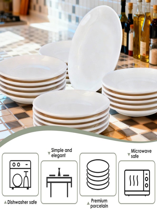 Dyrfolm 8 Pcs Ceramic Salad Plates, 8 Inch Ceramic Appetizer Plates,White Dinner Plate,Round Porcelain Serving Plate for Appetizers Dessert Salad, Microwave & Dishwasher Safe - Image 5