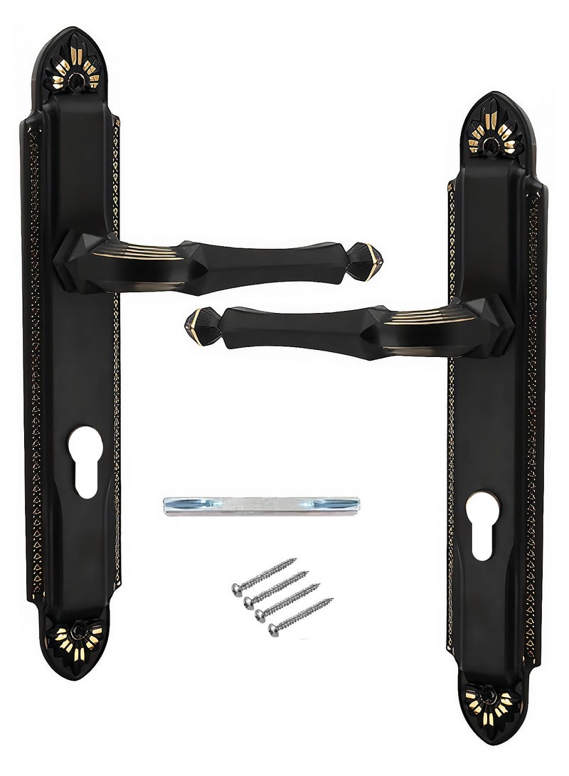 Pair Of Heavy Duty Door Handles Luxurious Classic Shape Turkish Industry Black/Golden Colour