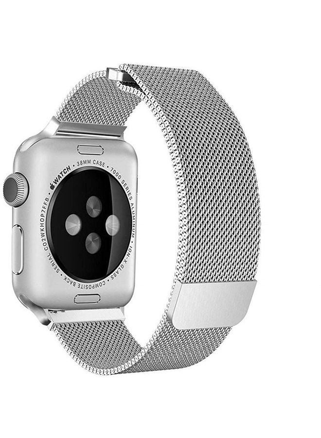 NIBEMINENT Magnetic Closure Replacement Watch Band For Apple Silver  - Image 2