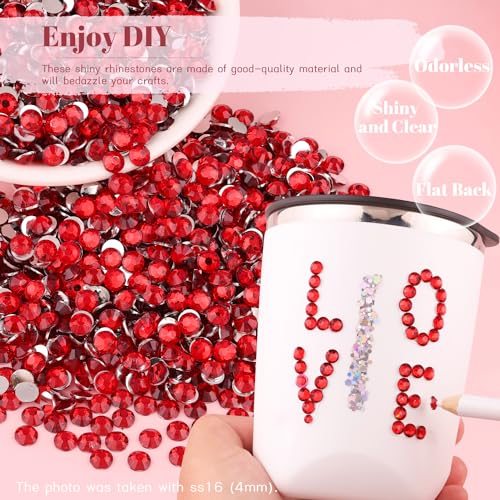 BELLEBOOST 5000PCS 3mm Resin Rhinestones in Bulk (Red), Bedazzling Flatback Crystals for Crafts DIY Nail Decoration, Gems Charms for Tumbler Shoes Clothing Fabric with Pickup Pen and Tweezers - Image 4
