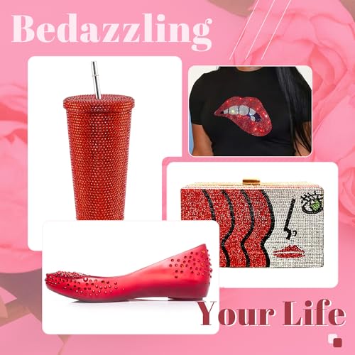 BELLEBOOST 5000PCS 3mm Resin Rhinestones in Bulk (Red), Bedazzling Flatback Crystals for Crafts DIY Nail Decoration, Gems Charms for Tumbler Shoes Clothing Fabric with Pickup Pen and Tweezers - Image 5