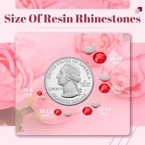BELLEBOOST 5000PCS 3mm Resin Rhinestones in Bulk (Red), Bedazzling Flatback Crystals for Crafts DIY Nail Decoration, Gems Charms for Tumbler Shoes Clothing Fabric with Pickup Pen and Tweezers - Image 3